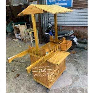 Xe Đẩy Bán Nước Ép Trái Cây Chất Liệu Gỗ Tự Nhiên
