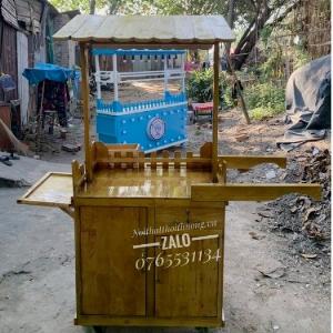 Xe Đẩy Bán Nước Ép Trái Cây Chất Liệu Gỗ Tự Nhiên