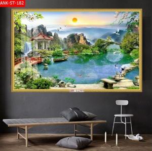 Tranh gạch 3d phong cảnh phòng khách - CVBB64