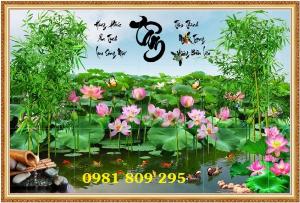 Tranh gạch hoa sen - tranh gạch men