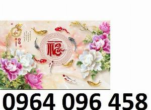 Tranh gạch cá chép hoa mẫu đơn 3d - VB433