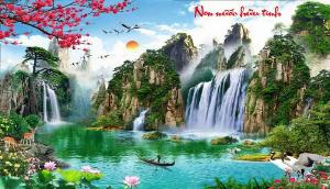 Tranh gạch 3d phong cảnh sông núi - BNNN73