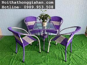 Bàn ghế cafe nhựa giả mây Tp.HCM Hồng Gia Hân M1212