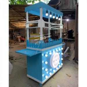 Mẫu Xe Đẩy Bán Đồ Ăn Vặt Có Hộp Đèn Logo