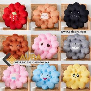 Đệm ngồi bệt hình tròn hoa cúc đường kính 40cm đệm ngồi bệt Aura