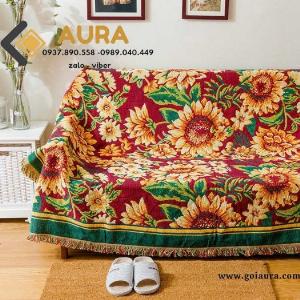 Thảm Sofa Thảm Dệt Cotton Mẫu Hoa Hướng Dương