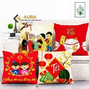 Gối Trang Trí Tết Năm Mới Mèo Thần Tài