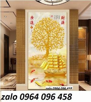 Tranh gạch 3d cây kim tiền phong thủy - CNVV84