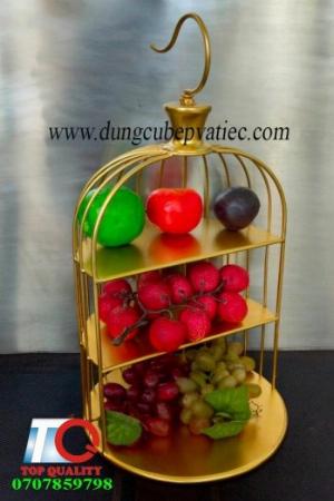 Kệ trưng bày trái cây, bánh kẹo, mỹ phẩm, thuốc, thực phẩm - kiểu dáng lồng chim mạ vàng cao cấp