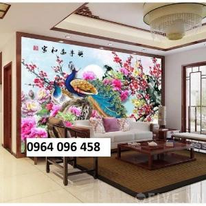 Tranh chim công 3d - tranh gạch 3d chim công - VNBB77