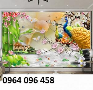 Tranh chim công 3d - tranh gạch 3d chim công - VNBB77
