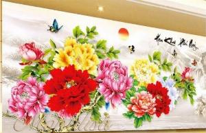 Tranh gạch hoa mẫu đơn 3d - 82SM