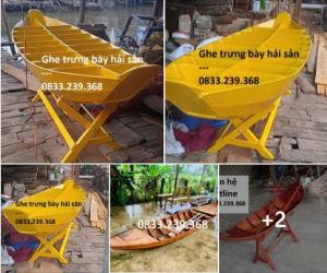 Ghe xuồng gỗ trưng bày, chèo hồ, khu du lịch