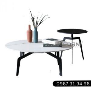 Bộ bàn sofa tròn mặt đá đẹp chân sắt 4 cạnh decor phòng khách nhập khẩu