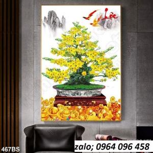 Tranh gạch men 3d hoa mai vàng - HDX33