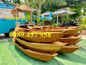 Bán Thuyền gỗ trang trí 2m, Thuyền chụp hình, Thuyền chèo tay