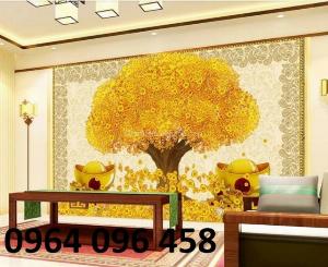Tranh 3d cây tiền - tranh gạch 3d cây tiền - KBX44