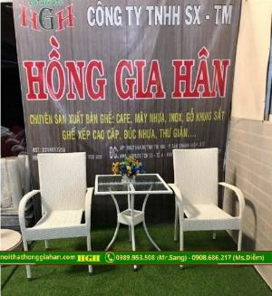 Bộ bàn ghế ban công, sân vườn mây nhựa Tp.HCM Hồng Gia Hân B101