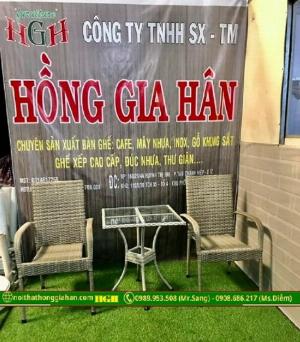 Bộ bàn ghế cafe ngoài trời mây nhựa Tp.HCM Hồng Gia Hân B102