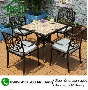 Bàn ghế sân vườn, abfn ghế ngoài trời, bàn ghế nhôm đúc giá tốt Tp.HCM Hồng Gia Hân B135