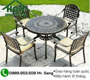 Bàn ghế sân vườn, abfn ghế ngoài trời, bàn ghế nhôm đúc giá tốt Tp.HCM Hồng Gia Hân B135