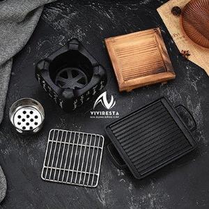 Bộ bếp nướng gang kiểu Nhật Bản kèm khay chống dính size vuông lớn giá tốt cho nhà hàng tại Hồ Chí Minh