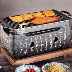 Bộ bếp nướng than kiểu Nhật kèm vỉ gang chống dính size chữ nhật nhỏ giá tốt cho quán ăn, nhà hàng Nhật