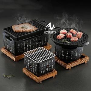 Bếp nướng than hoa truyền thống kèm vỉ chống dính cao cấp, trọn bộ bếp nướng tại bàn cho một người ăn cho nhà hàng Nhật Bản