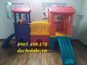 Cầu trượt liên hoàn 2 khối mầm non