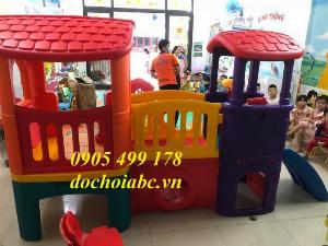 Cầu trượt liên hoàn 2 khối mầm non