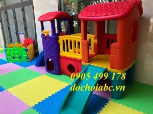Cầu trượt liên hoàn 2 khối mầm non