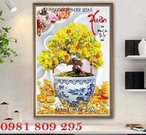 Tranh gạch men 3d cây mai vàng - Gạch men HP962