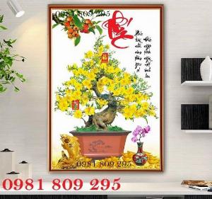 Tranh gạch men 3d cây mai vàng - Gạch men HP962