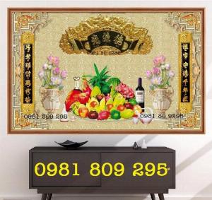 Tranh phòng thờ mâm ngũ quả , gạch 3d ốp tường HP847