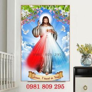 Tranh công giáo - gạch 3d lòng chúa thương xót HP86