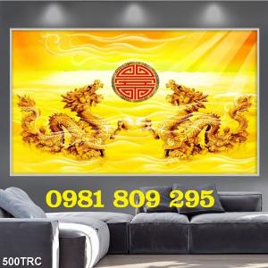 Gạch tranh 3D phong thủy long phụng sum vầy HP987