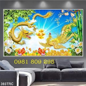 Gạch tranh 3D phong thủy long phụng sum vầy HP987
