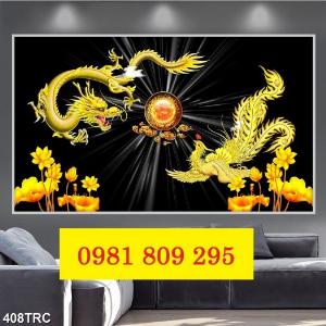 Gạch tranh 3D phong thủy long phụng sum vầy HP987