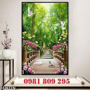 Gạch tranh phong cảnh khổ đứng ốp tường