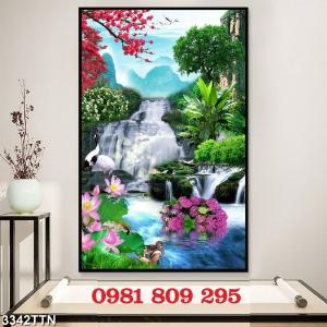 Gạch tranh phong cảnh khổ đứng ốp tường