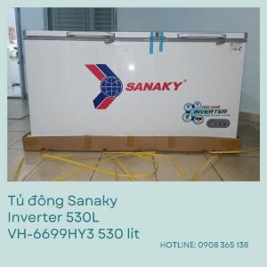 Tủ đông 1 ngăn 2 cửa Sanaky Inverter VH-6699HY3 530 lít, mới 100% bảo hành chính hãng.