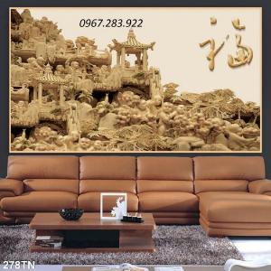 Tranh ốp tường hoạ tiết giả gỗ 3d