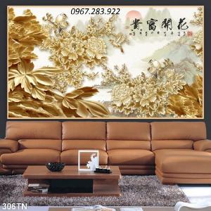 Tranh ốp tường hoạ tiết giả gỗ 3d