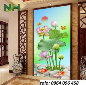 Tranh gạch hoa sen 3d - gạch tranh 3d hoa sen - XCB088