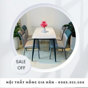 Bàn ghế phòng ăn mặt đá sang trọng Tp.HCM hồng Gia hân B409