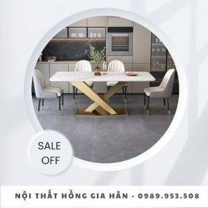 Bàn ghế phòng ăn mặt đá sang trọng Tp.HCM hồng Gia hân B409