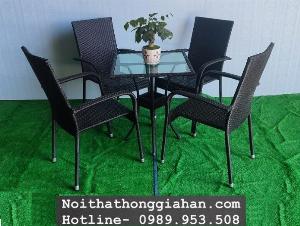 Bàn ghế mây nhựa sân vườn Tp.HCMM Hồng Gia Hân M408