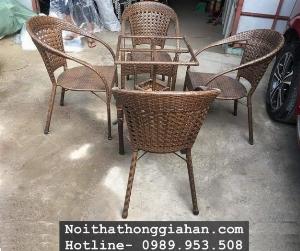 Bàn ghế mây nhựa sân vườn Tp.HCMM Hồng Gia Hân M408