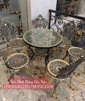 Bàn ghế nhôm đúc sân vườn phong cách sang trọng hiện đại Tp.HCM Hồng Gia Hân N417