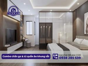 Combo chăn ga & tủ quần áo khung sắt - Trang trí Nội thất Thiên An